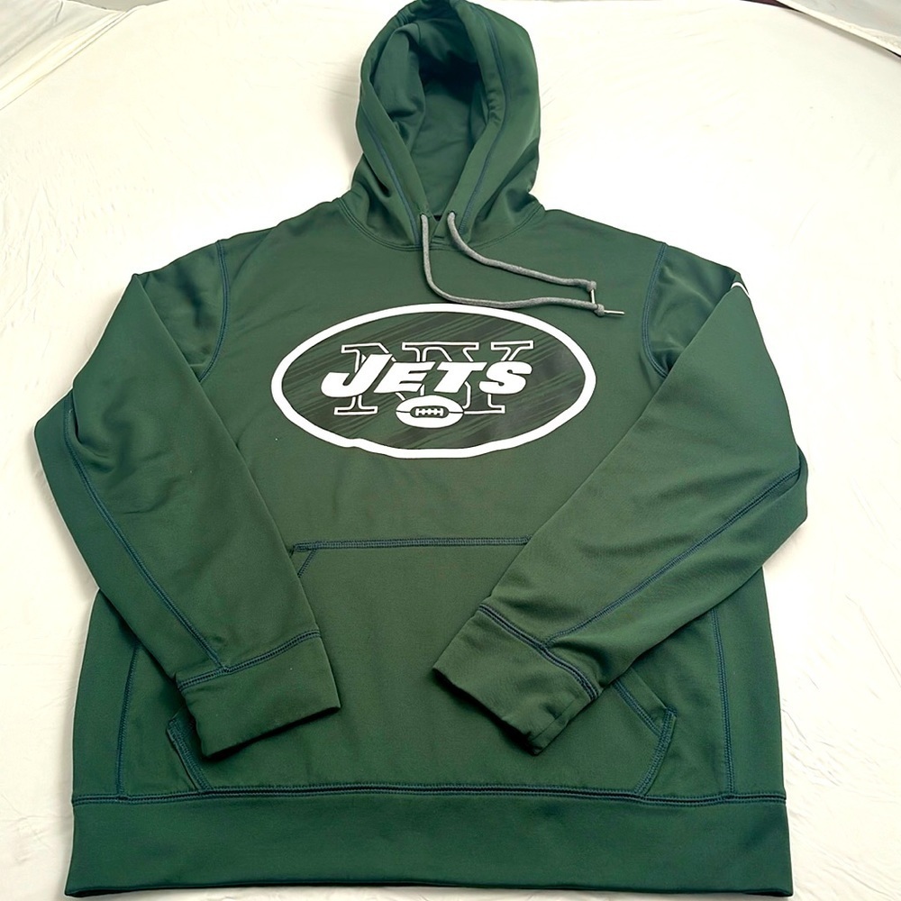 Nike DriFit green and white NFL New York Jets logo front pocket hoodie